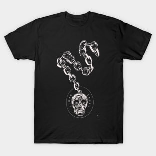 Skull on a chain , white sketch. T-Shirt